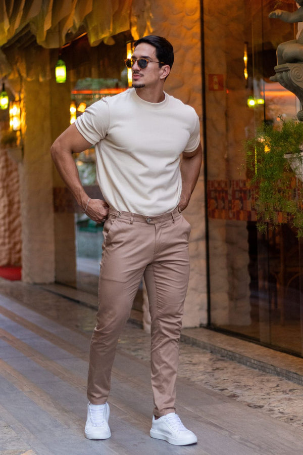 Calça Roman Alfaiataria Com Ajuste Cintura Caqui - Linha Rich