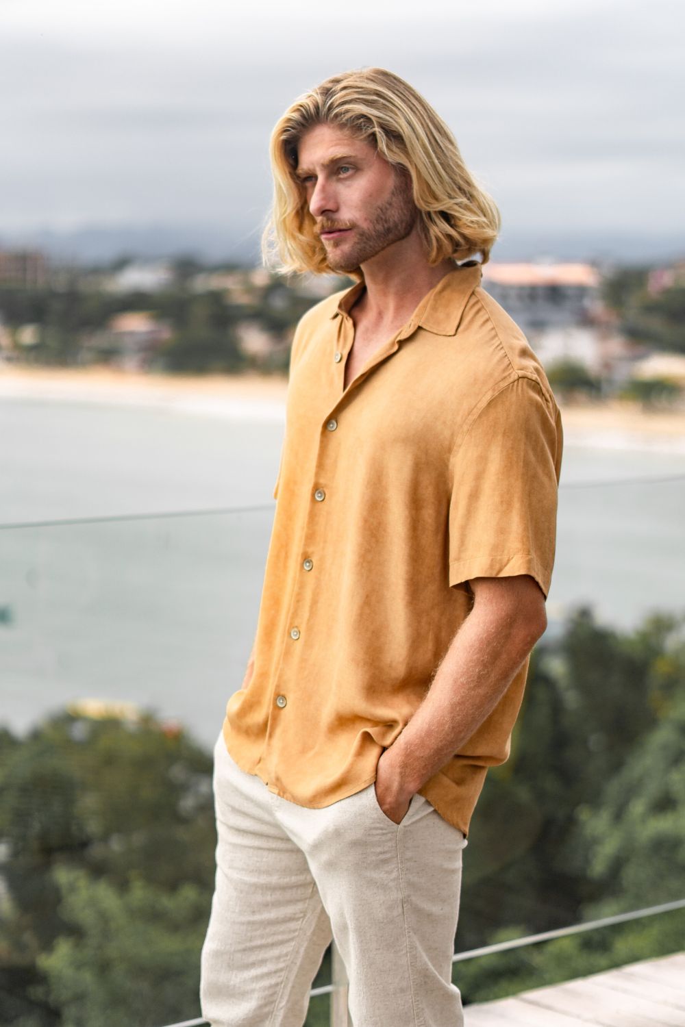 Camisa Easy Vibe Vintage Manga Curta - Linha Urban - Marrom Claro