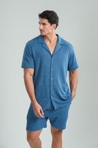Camisa Paradizo Tricô Gola Cubana Azul Petróleo - Linha Urban