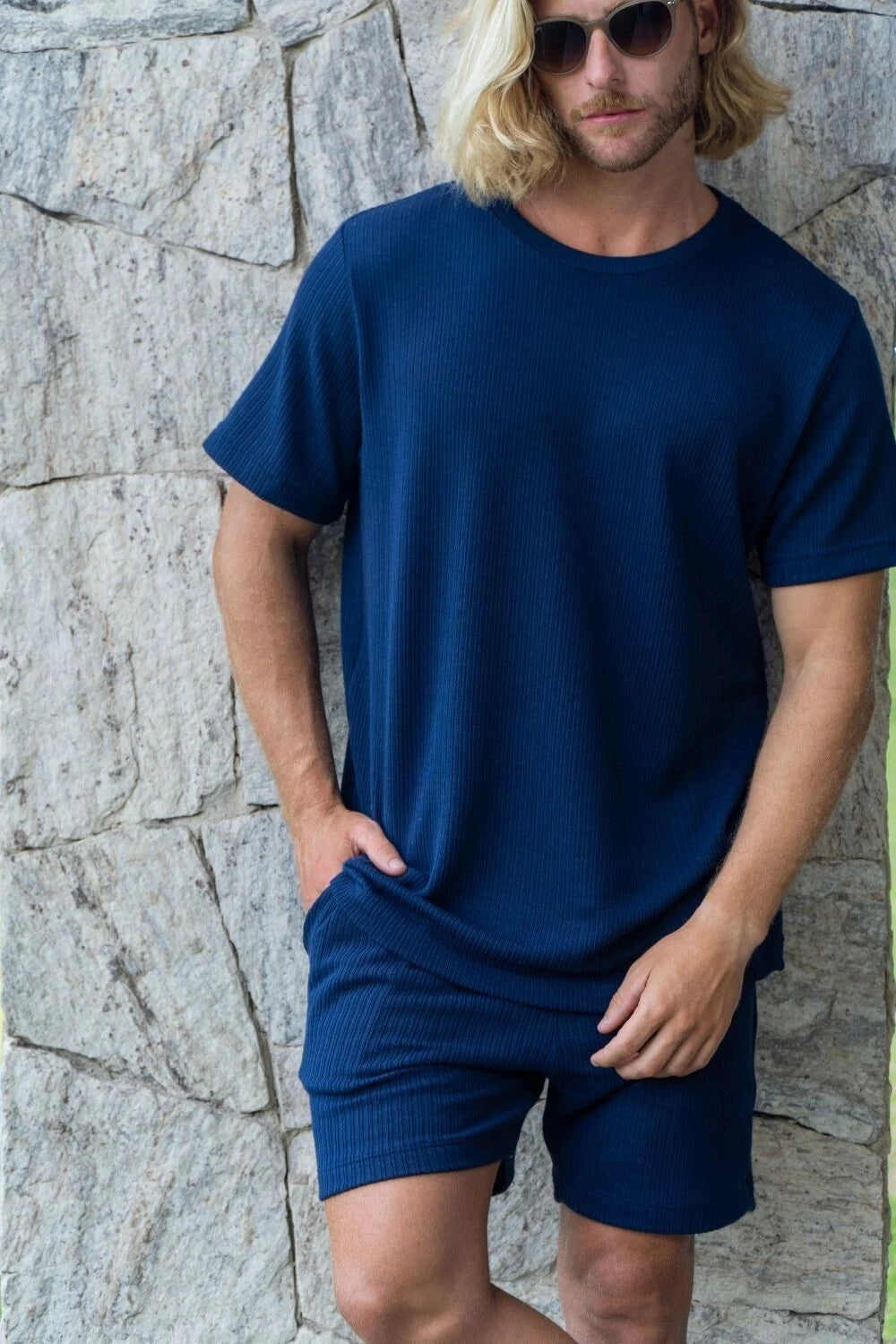 Camiseta Tricô Texturizada - Linha Urban - Azul Escuro