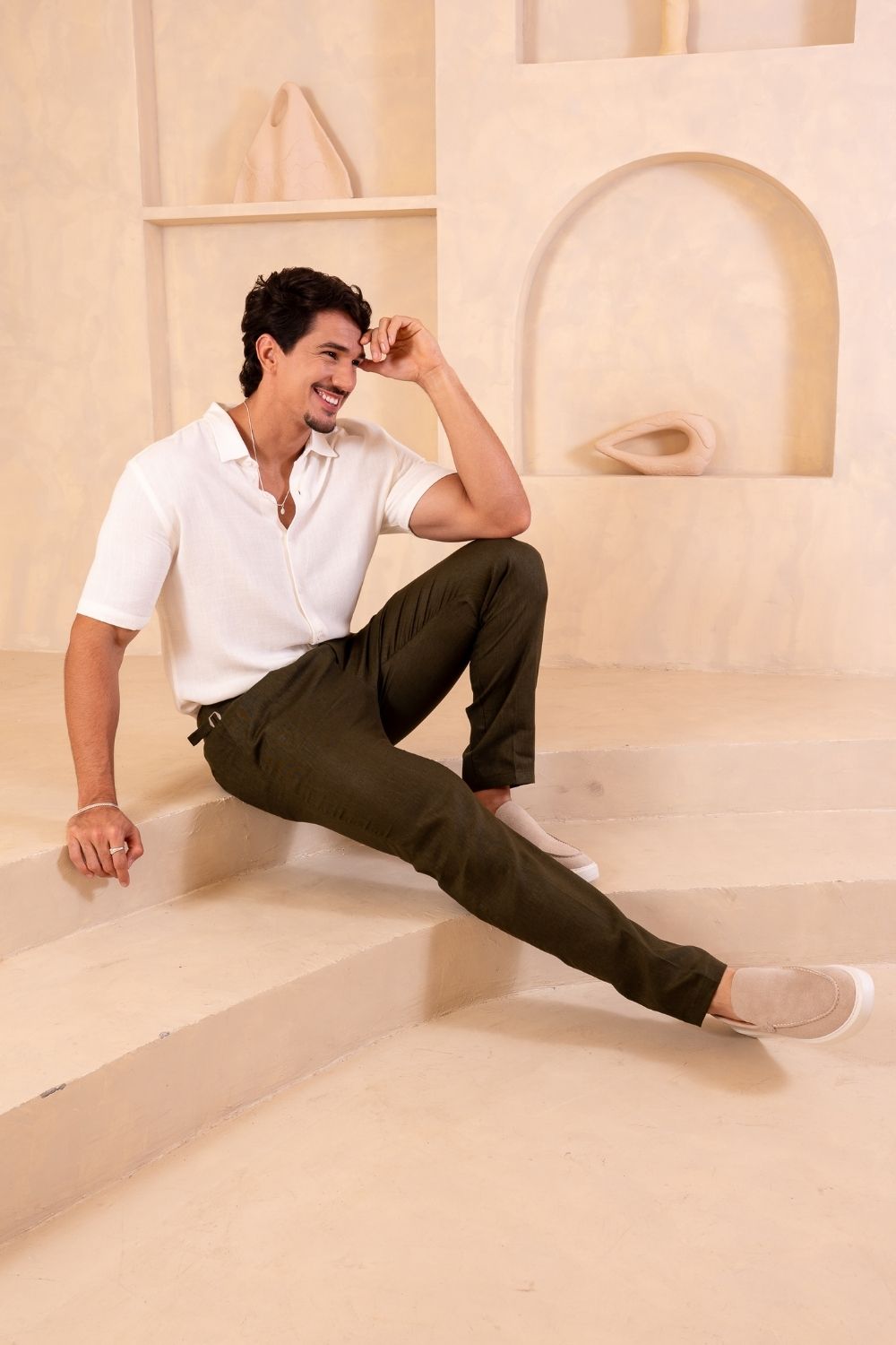 Calça Alfaiataria Noble Linho Verde - Linha Resort