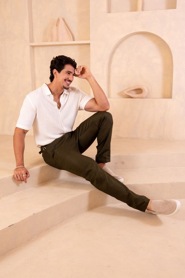 Calça Alfaiataria Noble Linho Verde - Linha Resort