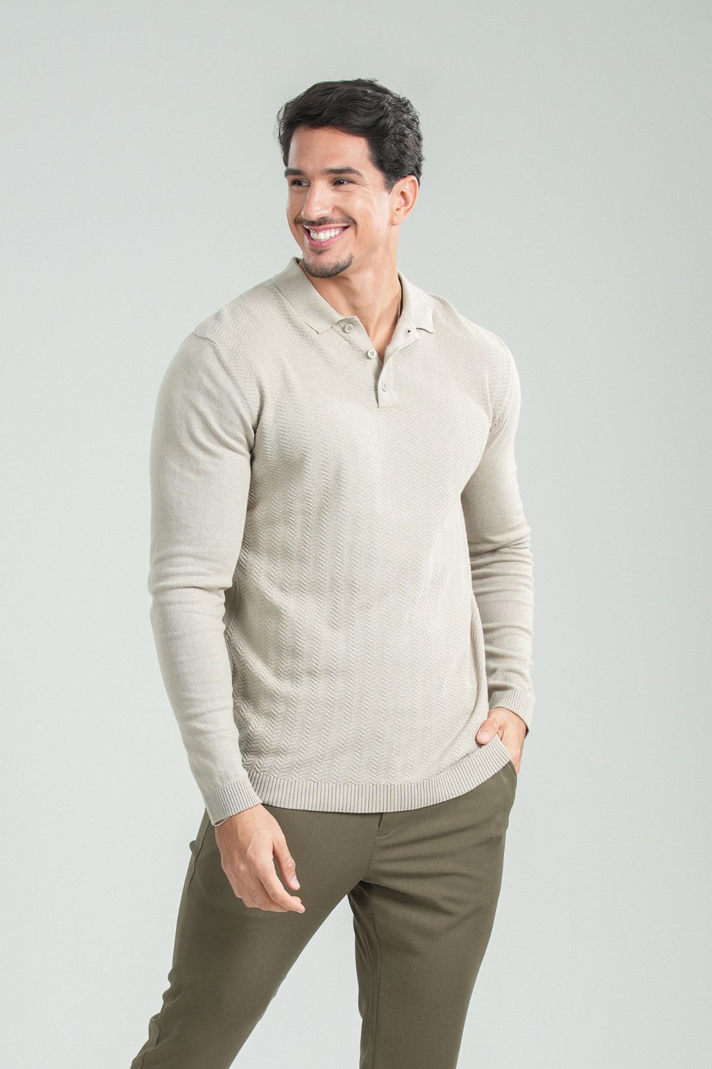 Polo Tricô Classic Bege - Linha Rich