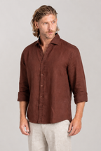 Camisa Amalfi 100% linho - Linha Resort - Marrom