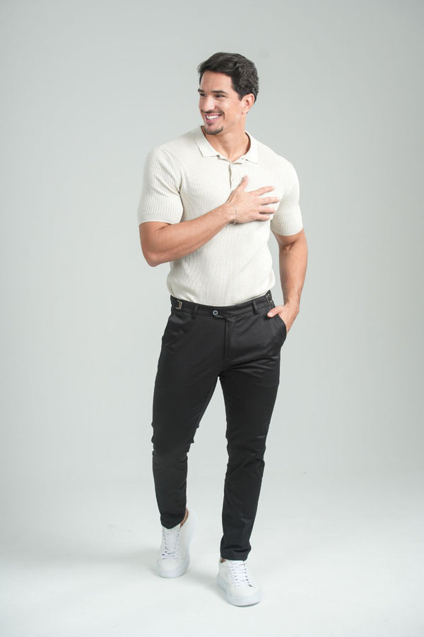 Calça Roman Alfaiataria Com Ajuste Cintura - Linha Rich - Preto