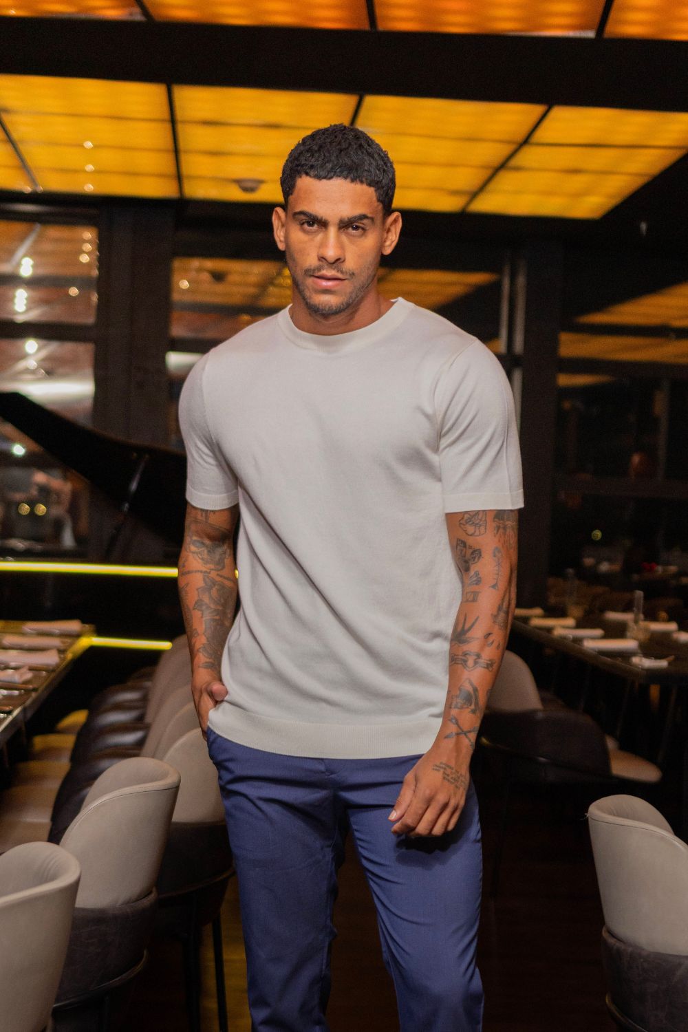 Camiseta Blaine Tricô Off White - Linha Rich