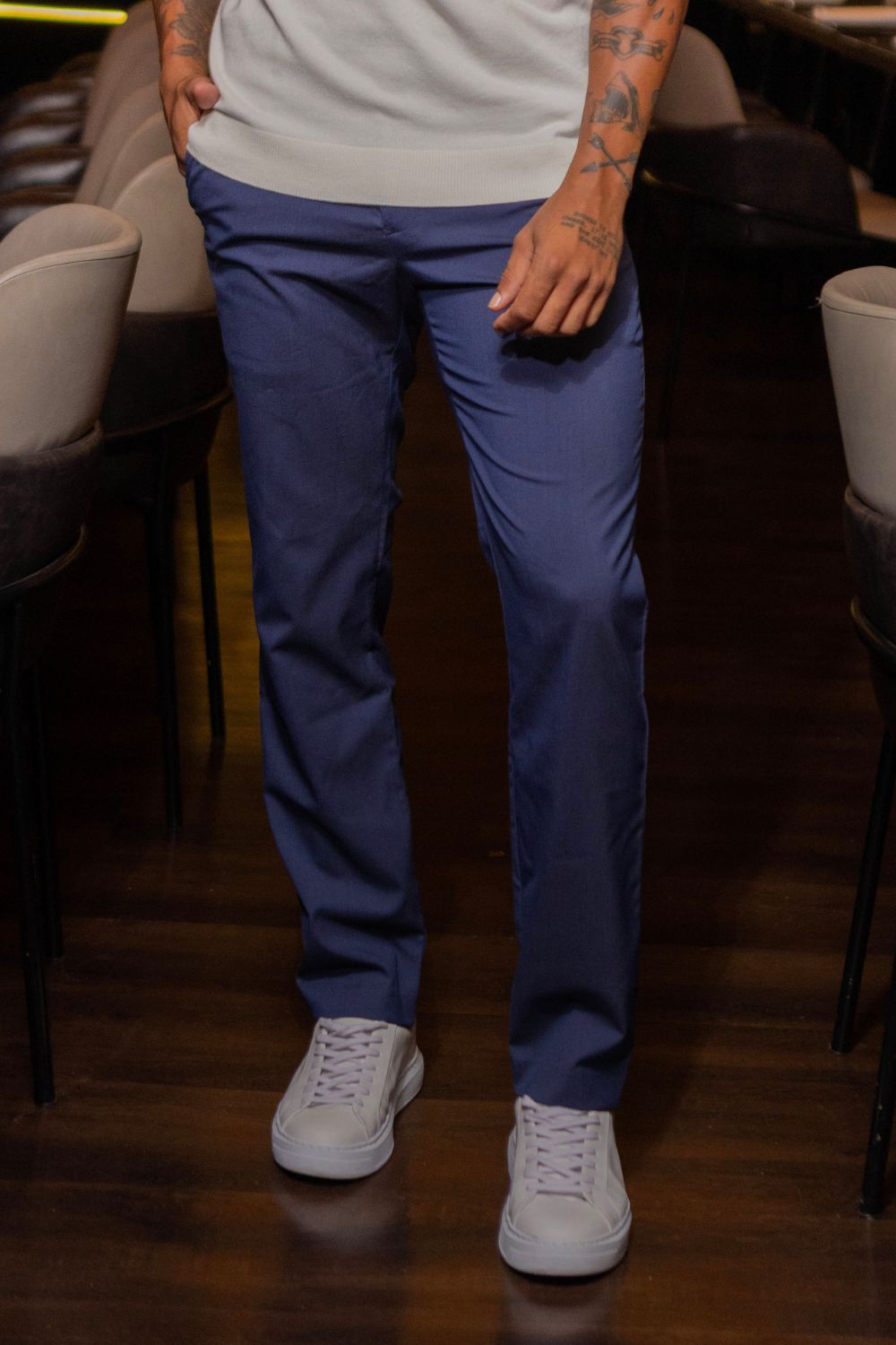 Calça Xadrez Ajuste Dinâmico Azul - Linha Essential