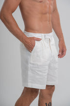 Bermuda Amalfi Puro Linho Off White - Linha Resort