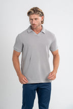 Camisa Polo Rich Tricô Texturizada Sem Botão - Linha Rich - Cinza