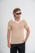 Camisa Polo Tricô Monte Carlo Bege - Linha Resort