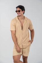 Camisa Paradizo Tricô Texturizada Gola Cubana - Linha Urban - Desert