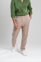 Calça Amalfi Alfaitaria Linho Bege Escuro - Linha Resort