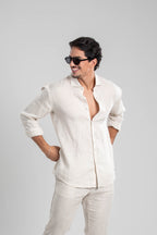 Camisa Amalfi 100% linho Natural - Linha Resort