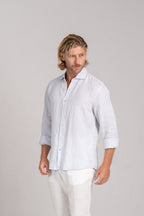 Camisa Amalfi 100% linho - Linha Resort - Gelo