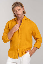 Camisa Amalfi 100% linho - Linha Resort - Amarelo