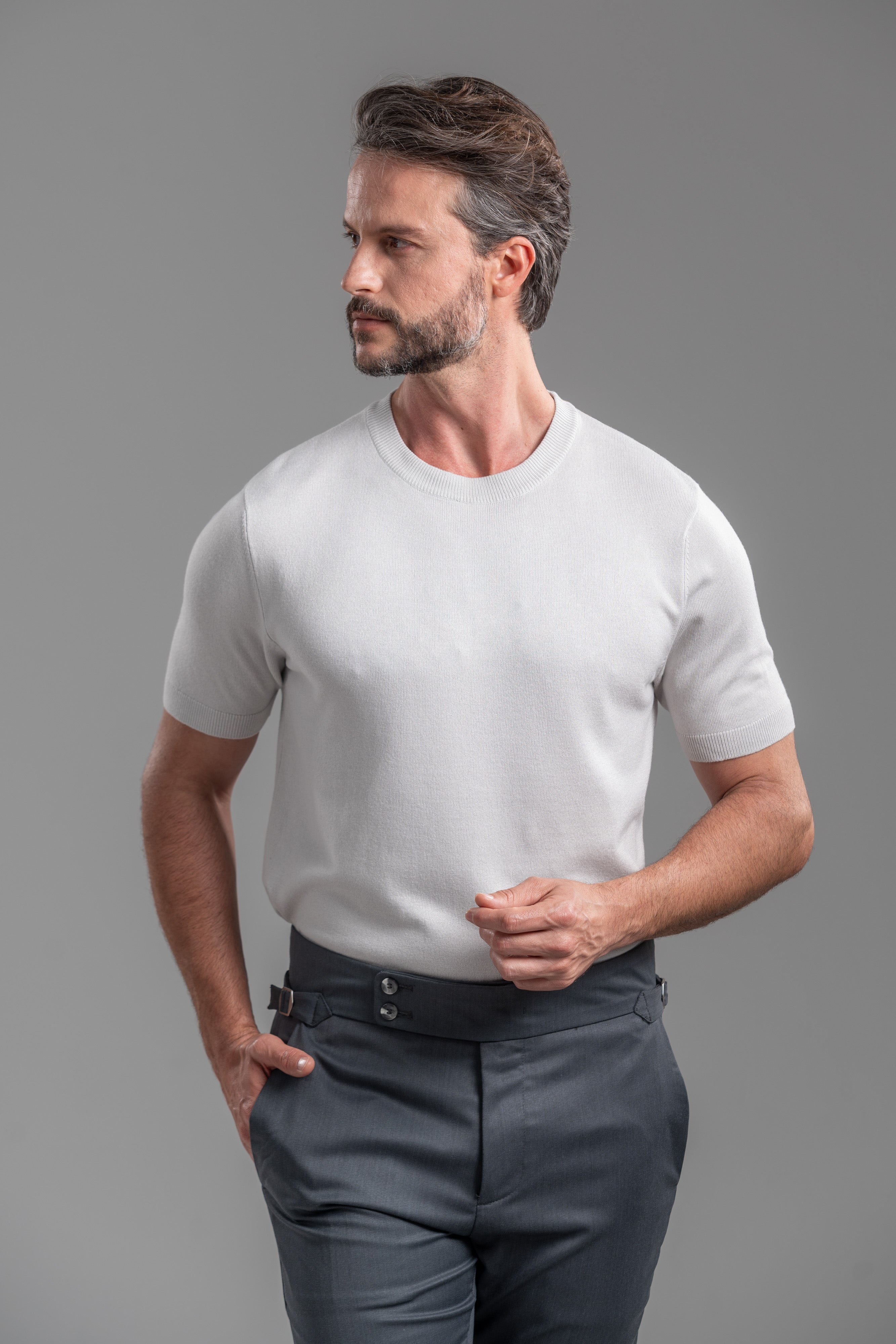 Camiseta Blaine Tricô Cinza Claro - Linha Rich