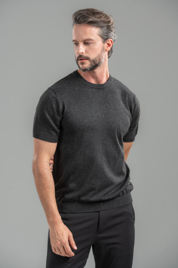 Camiseta Blaine Tricô Preto Mescla - Linha Rich