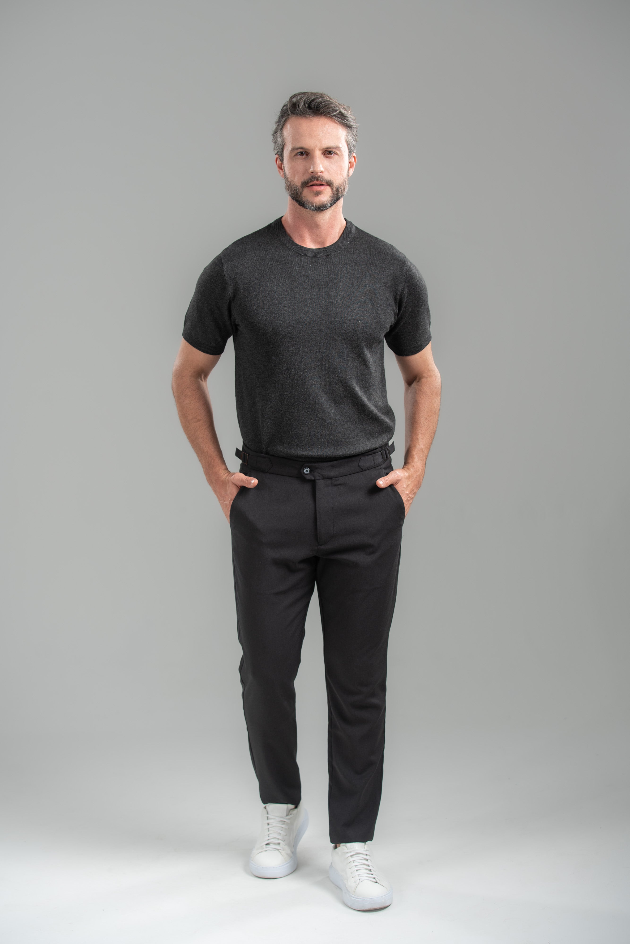 Camiseta Blaine Tricô Preto Mescla - Linha Rich