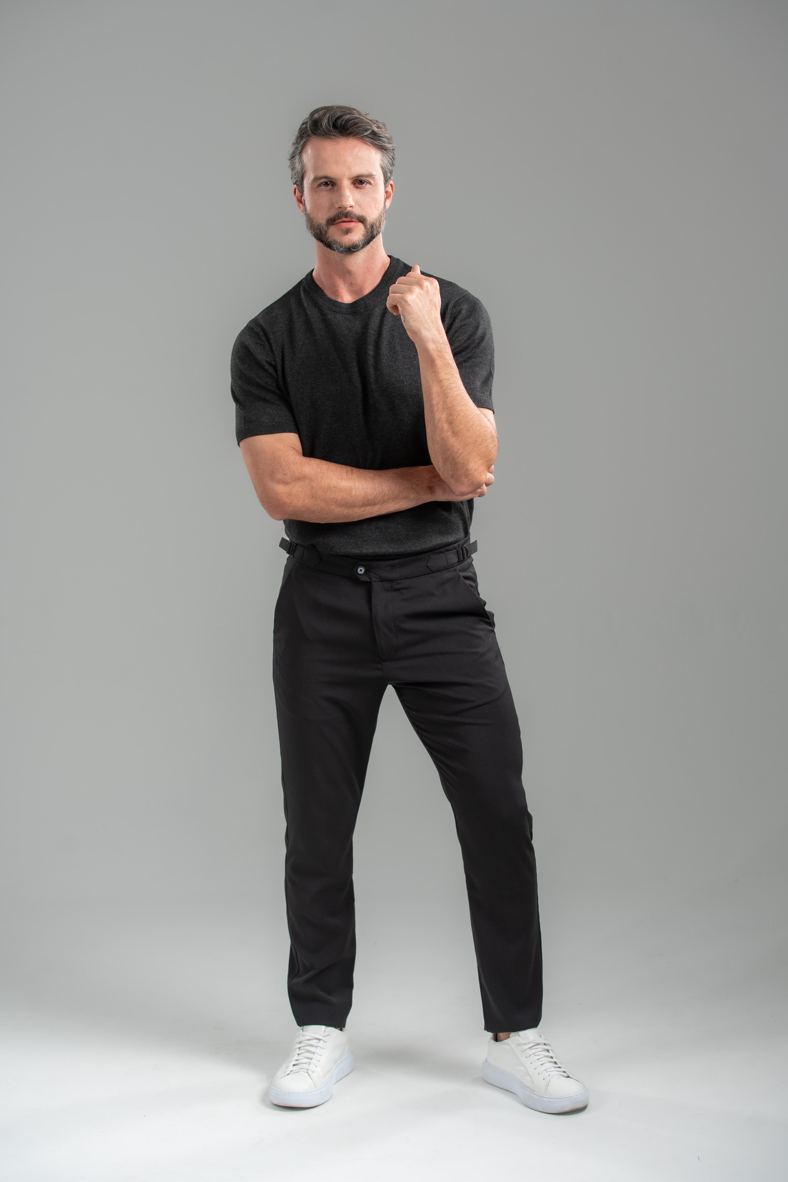 Camiseta Blaine Tricô Preto Mescla - Linha Rich