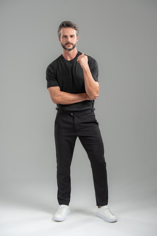 Camiseta Blaine Tricô Preto Mescla - Linha Rich