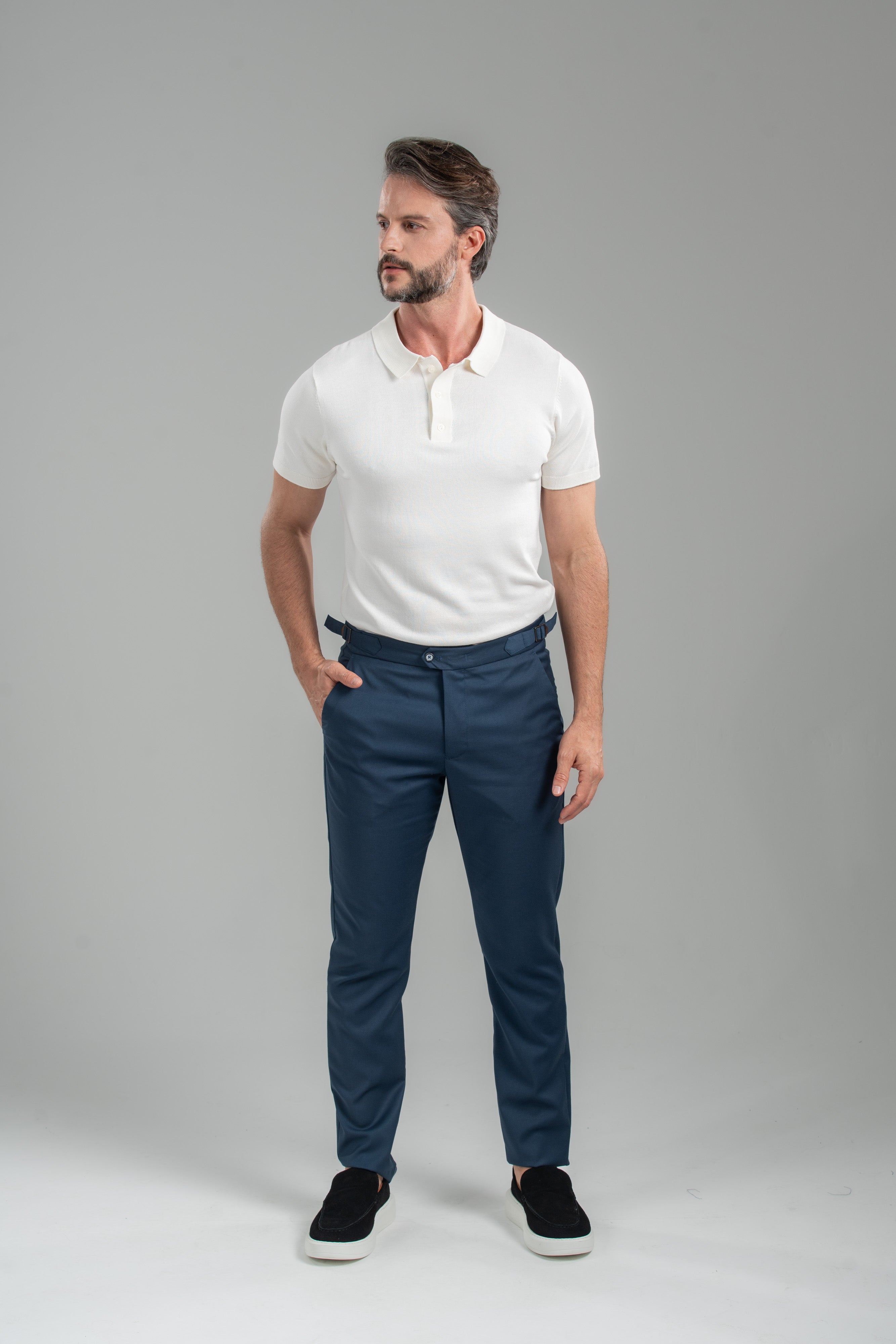 Polo Classic Tricô Manga Curta Off White- Linha Essential